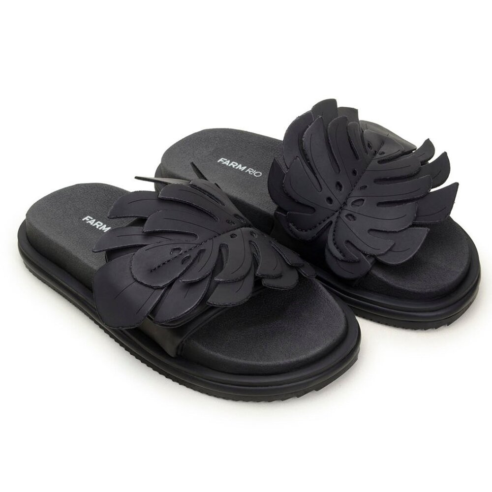 Black Monstera Anatomic Slide Sandal
